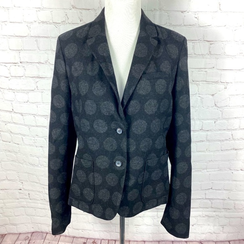 NWT GAP‎ Academy Blazer Gray Polka Dot Women’s Size 12 Tall Wool Blend Jacket